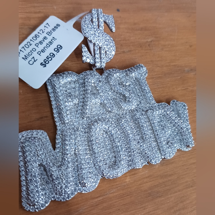 Silver Diamond Necklace Charm